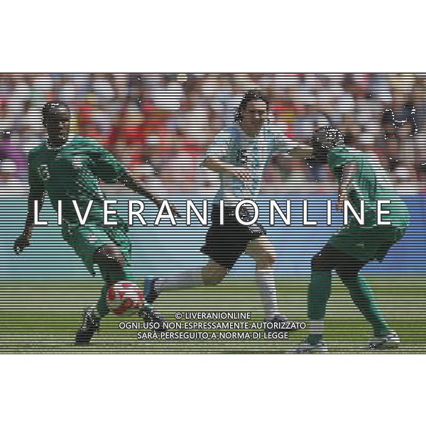Pechino 23-08-2008 Giochi Olimpici Pechino Beijing 2008 finale calcio nigeria-argentina nella foto lionel messi, adefemi olubayo e kaita sani ph marco luzzani/ag aldo liverani s.a.s. 