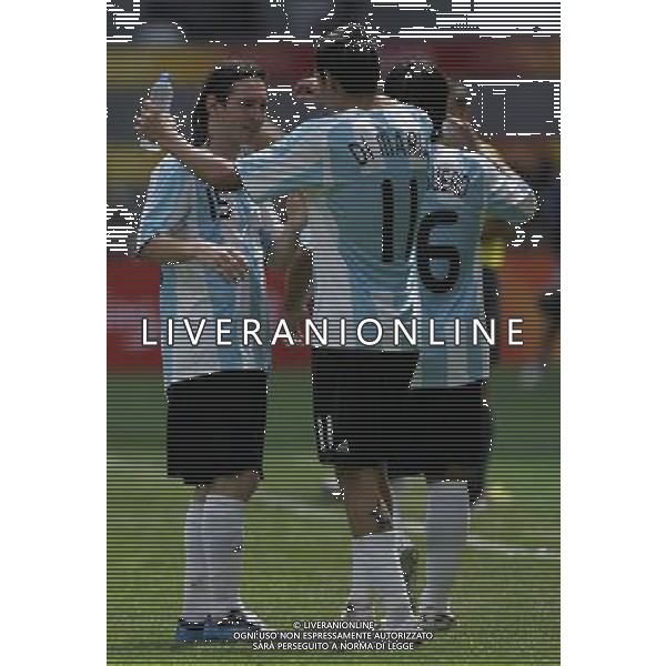 Pechino 23-08-2008 Giochi Olimpici Pechino Beijing 2008 finale calcio nigeria-argentina nella foto esultanza di maria angel con lionel messi ph marco luzzani/ag aldo liverani s.a.s. 