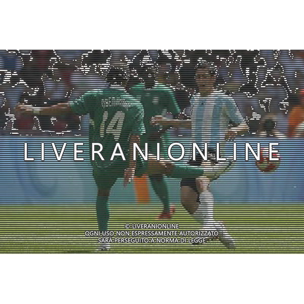 Pechino 23-08-2008 Giochi Olimpici Pechino Beijing 2008 finale calcio nigeria-argentina nella foto angel di maria e odemwingie peter ph marco luzzani/ag aldo liverani s.a.s. 