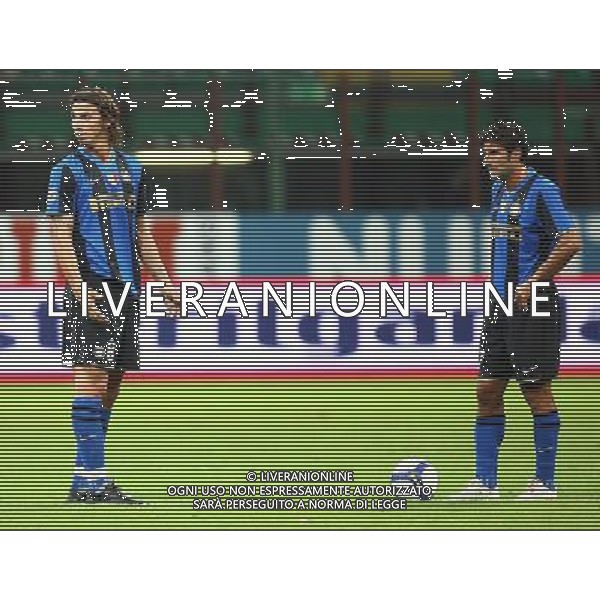 Supercoppa Italiana 2008 Milano - 24.08.2008 Inter-Roma Nella Foto: zlatan Ibrahimovic e Figo a centrocampo dopo il gol subito Ph.Ghidoni-Ag. Aldo Liverani
