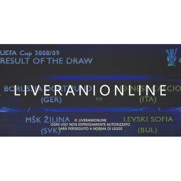 UEFA Cup 2008/2009 - Sorteggio Montecarlo - 29.08.2008 Nella Foto:TABELLONE BORUSSIA DORTMUND-UDINESE /Ph.Vitez-Ag. Aldo Liverani