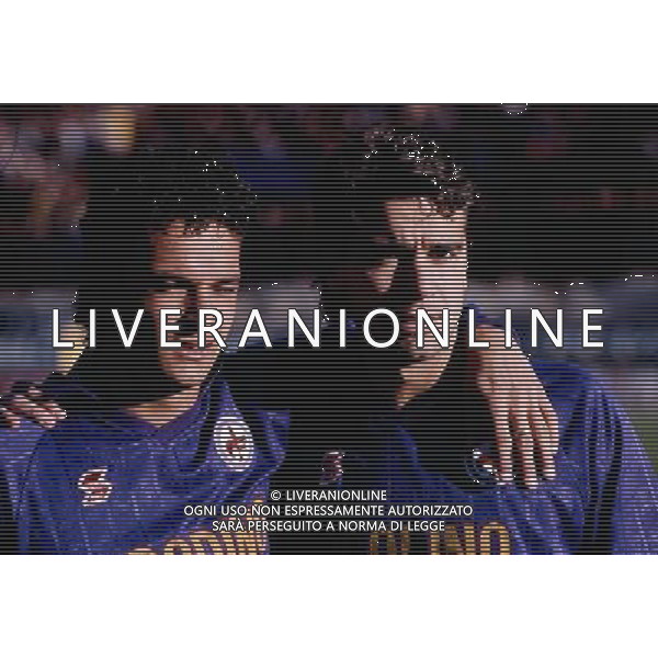 Stefano Borgonovo Calciatore con Roberto Baggio - Fiorentina 1988/1989 ph archivio Ag. Aldo Liverani Sas 