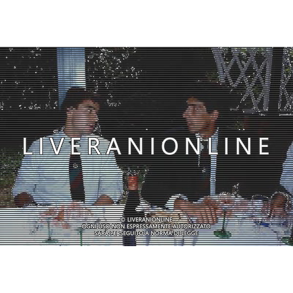 Stefano Borgonovo Calciatore con Andrea Pazzagli - Milan 1989/1990 ph archivio Ag. Aldo Liverani Sas 