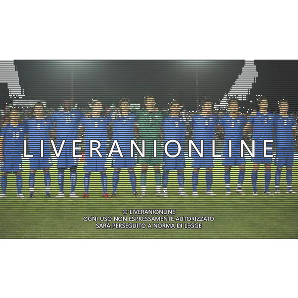 Castel di Sangro (AQ) - 05/09/2008 - Stadio Patini - Qualificazione ai Campionati Europei Under 21 2009 - Italia U21 vs Grecia U21 - nella foto: La formazione dell\'Italia durante l\'inno nazionale ph. Corradetti / ag. Aldo LIVERANI