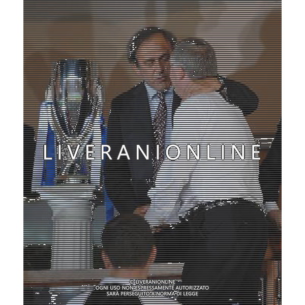 Supercoppa Europea 2008 Montecarlo - 29.08.2008 Manchester United-Zenit San Pietroburgo Nella Foto:PLATINI MICHEL E FERGUSON ALEX /Ph.Vitez-Ag. Aldo Liverani