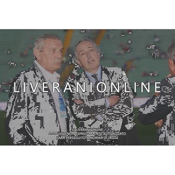 UDINE 10/09/2008 QUALIFICAZIONE MONDIALE 2010 ITALIA-GEORGIA NELLA FOTO: FOTO PAOLA GGIANCARLO ABETE E GIGI RIVAARBUIO/AG.ALDO LIVERANI