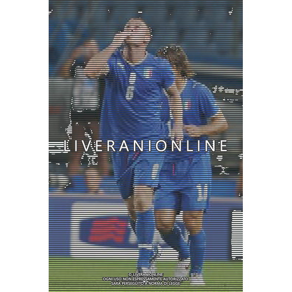UDINE 10/09/2008 QUALIFICAZIONE MONDIALE 2010 ITALIA-GEORGIA NELLA FOTO:DE ROSSI ESULTA DOPO IL PRIMO GOL FOTO PAOLA GARBUIO/AG.ALDO LIVERANI