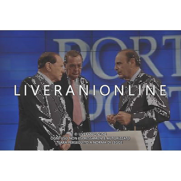 ROMA, 15 SETTEMBRE 2008 PORTA A PORTA CON SILVIO BERLUSCONI NELLA FOTO: BRUNO VESPA - PAOLO BONAIUTI - SILVIO BERLUSCONI AGENZIA ALDO LIVERANI SAS