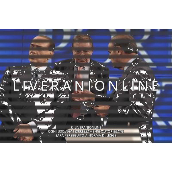 ROMA, 15 SETTEMBRE 2008 PORTA A PORTA CON SILVIO BERLUSCONI NELLA FOTO: BRUNO VESPA - PAOLO BONAIUTI - SILVIO BERLUSCONI AGENZIA ALDO LIVERANI SAS