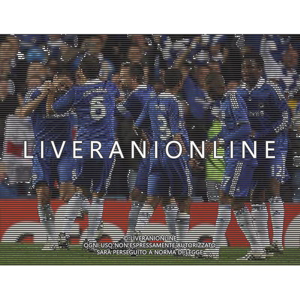 Frank Lampard of Chelsea scores the 1-0 and celebrates after scoring for his team - Chelsea FC v FC Bordeaux, UEFA Champions League Group A, Matchday 1, Stamford Bridge, London, Date 16/09/2008. Picture by Marcello Pozzetti(IPS PHOTO AGENCY)/Ag. Aldo Liverani Sas - ITALY ONLY -