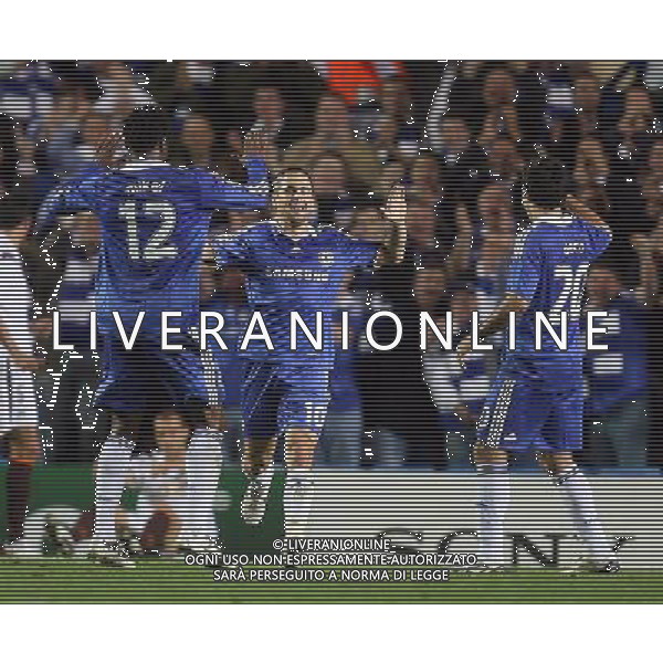 Joe Cole of Chelsea scores the 2-0 and celebrates after scoring for his team - Chelsea FC v FC Bordeaux, UEFA Champions League Group A, Matchday 1, Stamford Bridge, London, Date 16/09/2008. Picture by Marcello Pozzetti(IPS PHOTO AGENCY)/Ag. Aldo Liverani Sas - ITALY ONLY -