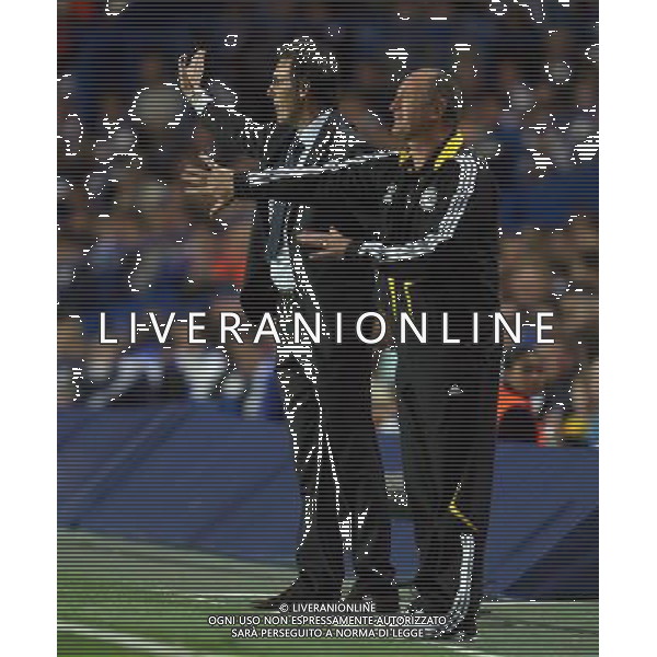Luiz Felipe Scolari , Manager of Chelsea with Bordeaux\'s Manager Laurent Blanc - Chelsea FC v FC Bordeaux, UEFA Champions League Group A, Matchday 1, Stamford Bridge, London, Date 16/09/2008. Picture by IPS PHOTO AGENCY/Ag. Aldo Liverani Sas - ITALY ONLY -