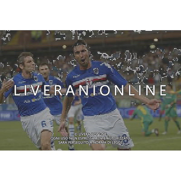 ©Manuele Viganti/Press Photo 18-09-2008 Genova Sport Calcio Sampdoria Kaunas Coppa Uefa 2008/2009 Nella foto: esultanza di bonazzoli dopo il gol ag aldo liverani