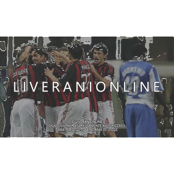 Milan - Zurigo Coppa Uefa 18/09/2008 nela foto abbracci esultanza dopo il gol di marco borriello ph luzzani/Ag. Aldo Liverani Sas