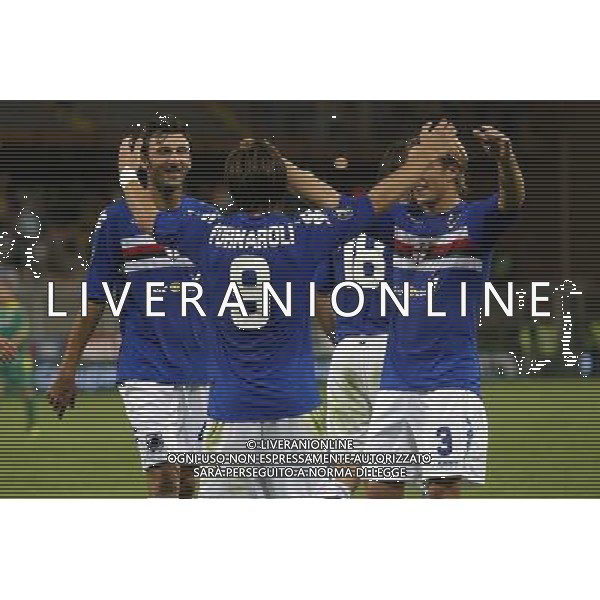 ©Manuele Viganti/Press Photo 18-09-2008 Genova Sport Calcio Sampdoria Kaunas Coppa Uefa 2008/2009 Nella foto: esultanza di fornaroli e compagni dopo il gol ag aldo liverani