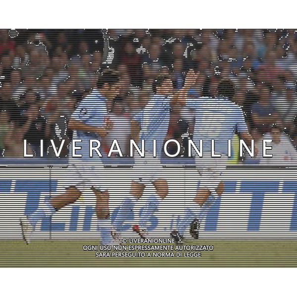 SSC Napoli Vs Benfica - 18/09/2008 - Stadio San Paolo - Coppa Uefa CUP 2008/2009 nella foto: esultanza dopo il gol di Christian MAGGIO del 3 a 1 con Matteo CONTINI ph. Corradetti / ag. Aldo LIVERANI