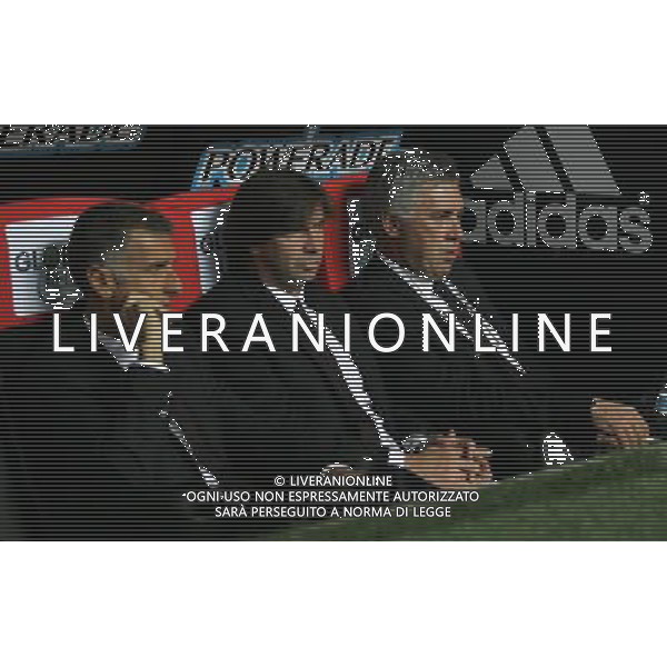 Milano 18-09-2008 coppa uefa 2008/09 milan-zurigo nella foto carlo ancelotti, filippo galli e mauro tassotti ph marco luzzani/ag aldo liverani s.a.s.