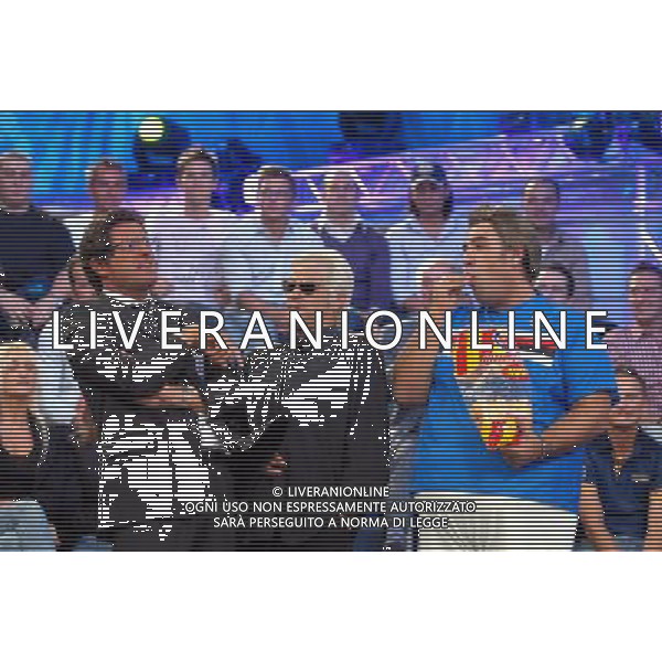 TRASMISSIONE TELEVISIVA\'GUIDA AL CAMPIONATO\' nella foto DAVIDE PRATELLI (fabio capello) ANDREA PERRONI (franco califano) LALLO CIRCOSTA (antonio cassano) AG ALDO LIVERANI