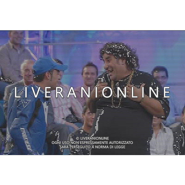TRASMISSIONE TELEVISIVA\'GUIDA AL CAMPIONATO\' nella foto ANDREA PERRONI (valentino rossi) LALLO CIRCOSTA (maradona) AG ALDO LIVERANI