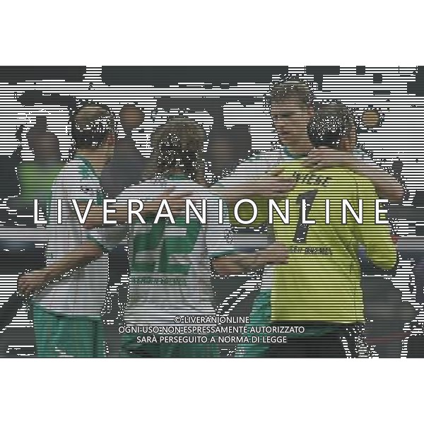 Milano 01-10-2009 champions league 2008/09 inter-werder brema 1:1 nella fotoi giocatori del werder brema esultano a fine gara ph marco luzzani/ag aldo liverani s.a.s.