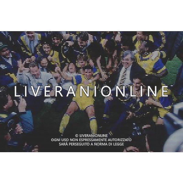 FINALE COPPA UEFA PARMA-JUVENTUS A SAN SIRO 1995 NELLA FOTO IL PARMA CALCIO VINCE LA COPPA UEFA AG ALDO LIVERANI