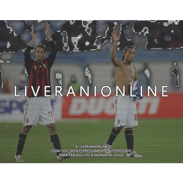 zurigo (CH) 02-1\'-2008 Coppa Uefa 2008-09 zurigo-milan 0-1 nella foto ronaldinho e luca antonini a fine gara ph marco luzzani/ag. aldo liverani s.a.s. 