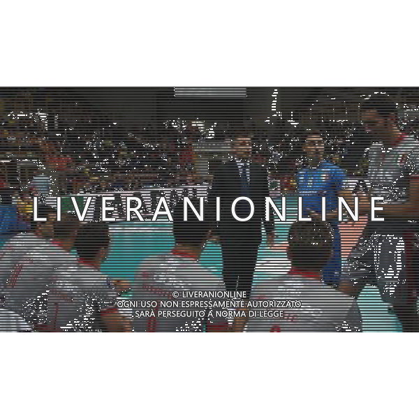 Foto Aldo Liverani/Luca Ghidoni Verona 05/10/2008 Campionato di Pallavolo serie A1 2008-2009 Marmi Lanza Verona-Trentino Volley Nella foto Radostin Stoytchev con la sua squadra