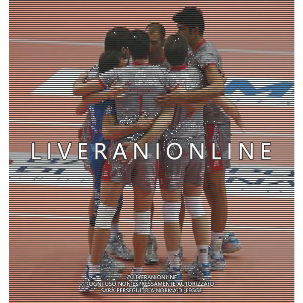 Foto Aldo Liverani/Luca Ghidoni Verona 05/10/2008 Campionato di Pallavolo serie A1 2008-2009 Marmi Lanza Verona-Trentino Volley Nella foto esultanza per la formazione di trento