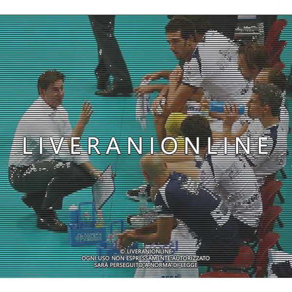 Foto Aldo Liverani/Luca Ghidoni Verona 05/10/2008 Campionato di Pallavolo serie A1 2008-2009 Marmi Lanza Verona-Trentino Volley Nella foto Alberto Giuliani con la sua squadra