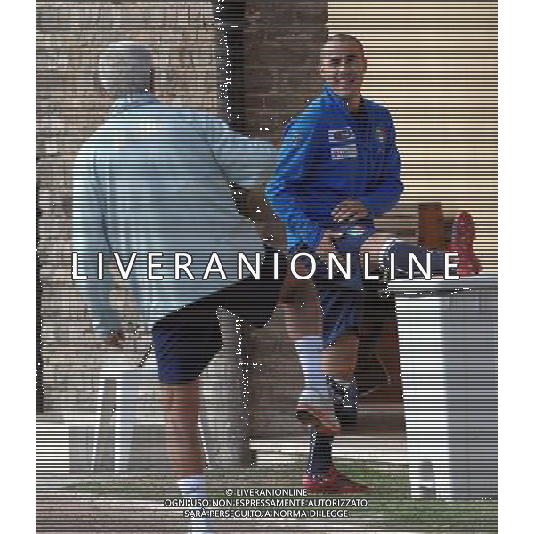 Raduno Nazionale Italiana di Calcio - Allenamento Coverciano(FI) - 08.10.2008 Nella Foto:CANNAVARO SCHERZA CON LIPPI /Ph.Vitez-Ag. Aldo Liverani