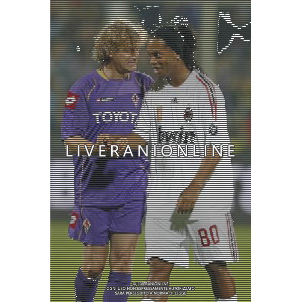 FIRENZE, 08 OTTOBRE 2OO8 AMICHEVOLE \'TUTTI PER STEFANO BORGONOVO\' FIORENTINA MILAN NELLA FOTO: GIANCARLO ANTONIONI E RONALDINHO FOTO AG. A. LIVERANI SAS 