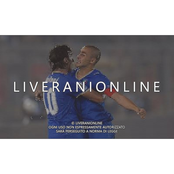 Qualificazioni ai Mondiali Sud Africa 2010 Gruppo 8 Lecce - 15.10.2008 Italia-Montenegro Nella Foto: ESULTANZA DOPO IL SECONDO GOL DI ALBERTO AQUILANI DEL 2-1 CON FABIO CANNAVARO /Ph.Vitez-Ag. Aldo Liverani