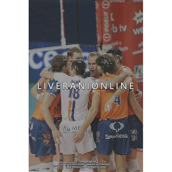 PADOVA 19/10/2008 CAMPIONATO ITALIANO PALLAVOLO MASCHILE SERIE A1 TIM 2008/09 ANTOVENETA PADOVA/MONTICHIARI NELLA FOTO:ESULTANZA FOTO PAOLA GARBUIO/AG.ALDO LIVERANI
