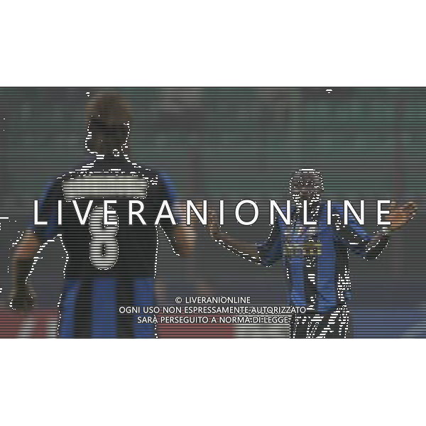 Inter - Anorthosis Champions League 22/10/2008 nella foto zlatan ibrahimovic e muntari sulley ph luzzani/Ag. Aldo Liverani Sas
