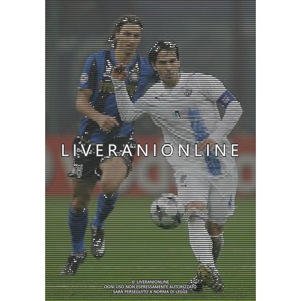 Milano 22-10-2008 Champions League 2008/09 inter-anorthosis famagusta fc 1:0 nella foto zlatan ibrahimovic e nicos katsavakis ph marco luzzani/ag aldo liverani s.a.s.