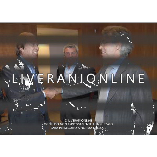 MILANO 27/10/2008 CORRIERE DELLA SERA SALA BUZZATI VIA BALZAN,3 TERZO PREMIO INTERNAZIONALE GIACINTO FACCHETTI NELLA FOTO CESARE MALDINI E MASSIMO MORATTI (DIETRO EVARISTO BECCALOSSI) FOTO MARIO ROMANO/AG ALDO LIVERANI