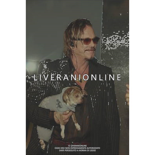 TRASMISSIONE \' CHE TEMPO CHE FA\' NELLA FOTO: MICKEY ROURKE CON IL SUO CANE FOTO ANTONIO SORANO - AG. ALDO LIVERANI SAS