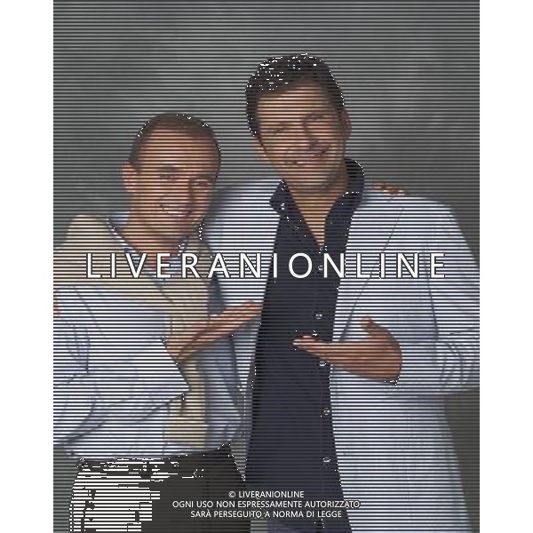 TRASMISSIONE TELEVISIVA \'PIAZZA GRANDE \' 2003 NELLA FOTO ALFONSO SIGNORINI-FABRIZIO FRIZZI FILMCODX-AG ALDO LIVERANI