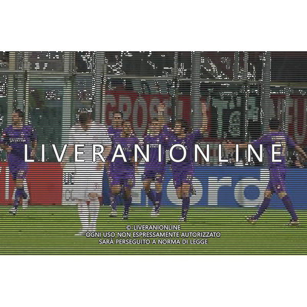 FIORENTINA - BAYERN MONACO 05 NOVEMBRE 2OO8 CHAMPIONS LEAGUE 2008/2009 NELLA FOTO: ESULTANZA DELLA FIORENTINA DOPO IL GOL DELL\'1-0 DI ADRIAN MUTU FOTO AG. A. LIVERANI SAS