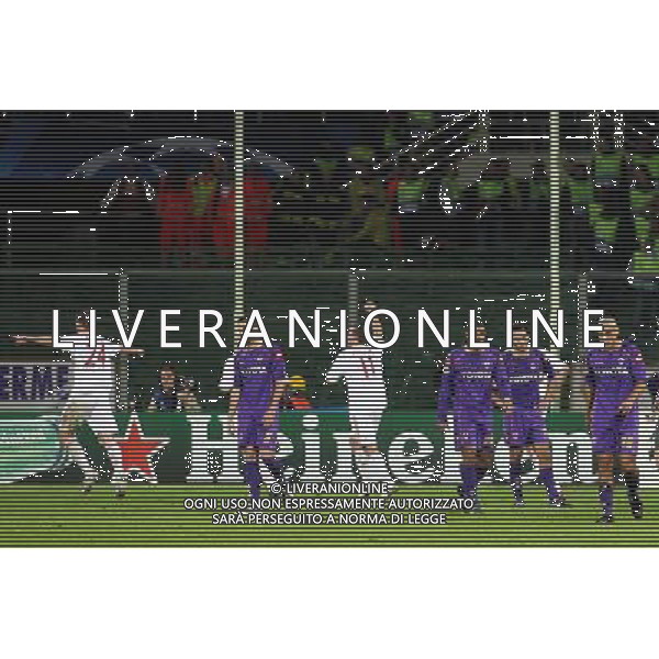 FIORENTINA - BAYERN MONACO 05 NOVEMBRE 2OO8 CHAMPIONS LEAGUE 2008/2009 NELLA FOTO: DELUSIONE DELLA FIORENTINA DOPO IL GOL DELL\'1-1 DI TIM BOROWSKI FOTO AG. A. LIVERANI SAS