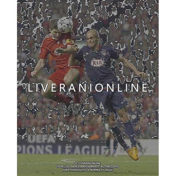 Anfield, Liverpool, Date 041108 Liverpool Vs Atletico Madrid UEFA Champions League nella foto. steven gerrard capitano del liverpool Mariano Pernia ph.AG ALDO LIVERANI SAS ONLY FOR ITALY