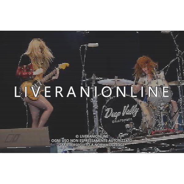 Deap Vally, guitarist Lindsey Troy and drummer Julie Edwards, perform on the John Peel stage on the Sunday of Glastonbury Festival. 30 June 2013 ©Photoshot/AGENZIA ALDO LIVERANI SAS-ITALY ONLY - EDITORIAL USE ONLY