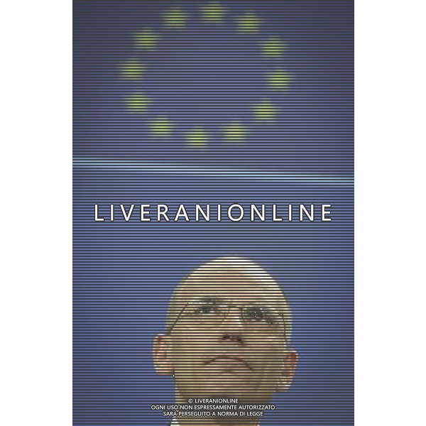 Prime Minister of Italy Enrico Letta during a press conference after a meeting at the EU Commission heaquarters in Brussels, Belgium on 29.01.2014 The Itlaian government joins the EU commission for the weekly seminar of the institution. AG ALDO LIVERANI SAS ONLY ITALY
