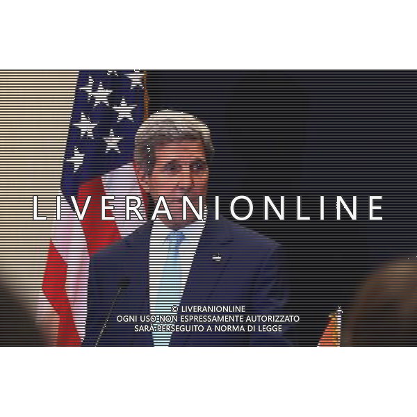 (140622) -- CAIRO, June 22, 2014 () -- U.S. Secretary of State John Kerry speaks to the media during a press conference in Cairo, Egypt, on June 22, 2014. John Kerry held talks on Sunday with Egyptian newly-elected President Abdel- Fattah al-Sisi in Cairo in the first visit of a high-profile U.S. official to Egypt since Sisi took office earlier this month. (/Ahmed Gomaa) ©PHOTOSHOT/Agenzia Aldo Liverani sas - ITALY ONLY - EDITORIAL USE ONLY - Il segretario di Stato Usa John Kerry parla ai media in una conferenza stampa al Cairo, in Egitto, il 22 giugno 2014