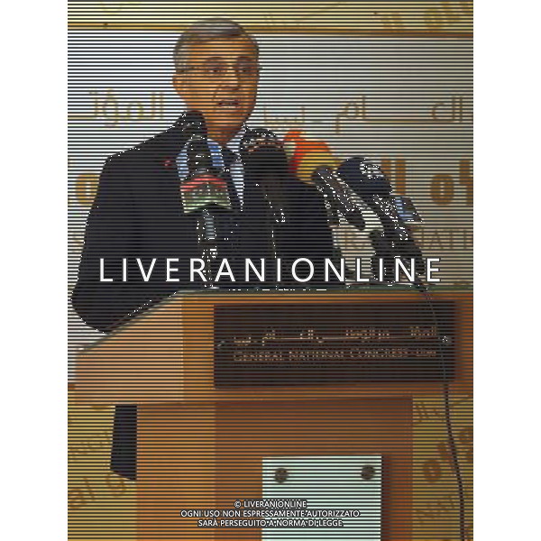 (140624) -- TRIPOLI, June 24, 2014() -- The President of the General National Congress (GNC) Nuri Abu Sahmein speaks during a press conference in Tripoli, Libya, on June 24, 2014. Nuri Abu Sahmein called for Libyans to actively participate in the coming Wednesday\'s parliamentary election. (/Hamza Turkia) ©PHOTOSHOT/Agenzia Aldo Liverani sas - ITALY ONLY - EDITORIAL USE ONLY - Elezioni parlamentari a Tripoli, in Libia, 25 giugno 2014