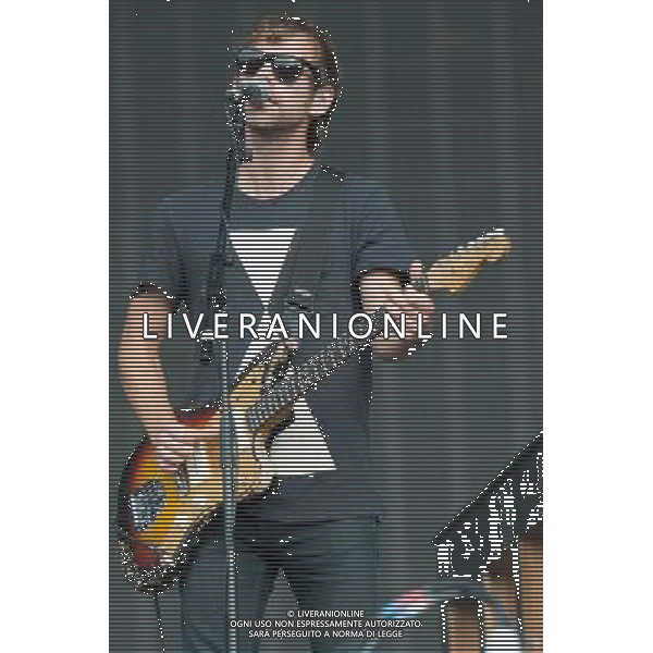 Aaron Dessner of American indie rock band The National performing at British Summer Time, Hyde Park, London, England, UK on Saturday 12th July 2014.