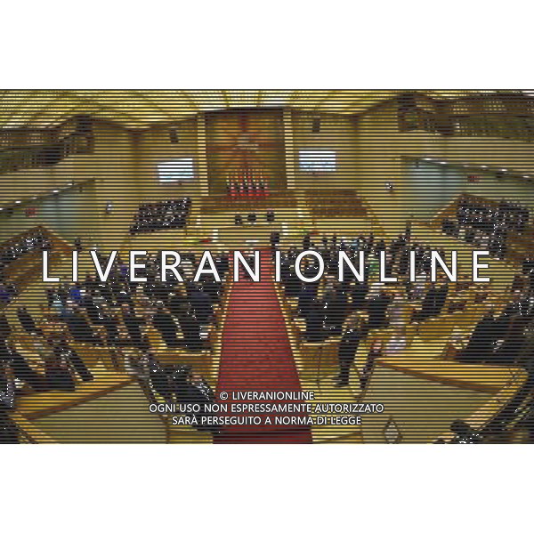 (140712) -- VILNIUS, July 12, 2014 () -- Dalia Grybauskaite leaves the March 11 Hall of Lithuania\'s parliament after her inauguration of presidency in Vilnius, Lithuania, on July 12, 2014. Grybauskaite was reelected president of Lithuania in May with roughly 58 percent of supportive votes, making her the first president of the Baltic country to be consecutively elected. (/Alfredas Pliadis) AG ALDO LIVERANI SAS ONLY ITALY
