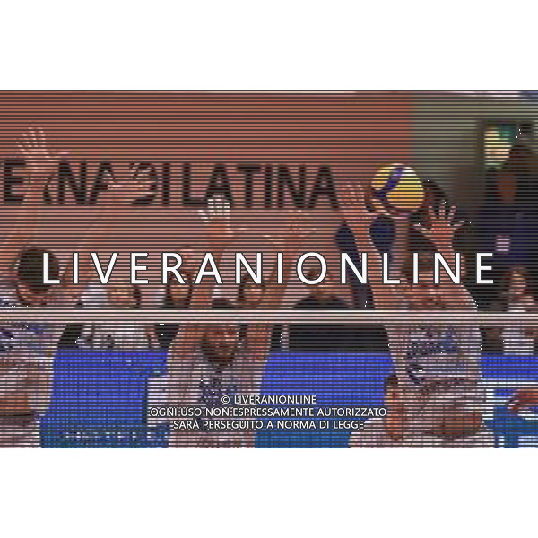 Campionato di Volley Superlega Serie A 2019/2020 Latina, Italia 16/02/2020 Top Volley Latina - Kioene Padova Nella foto: Top Volley Cisterna muro a tre