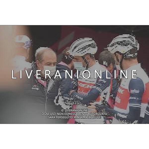 16-10-2020 Giro D\'italia; Tappa 13 Cervia - Monselice; 2020, Trek - Segafredo; Nibali, Vincenzo; Vegni, Mauro; Cervia; ©SIROTTI / AGENZIA ALDO LIVERANI SAS