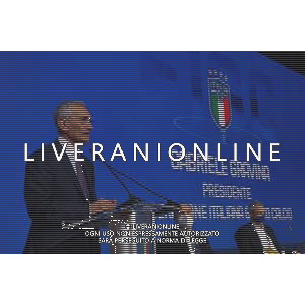 ROME, ITALY - FEBRUARY 22: Gabriele Gravina speaks after being re-elected as President of Italian Football Federation (FIGC) after the FIGC Elective Assembly at Cavalieri Waldorf Astoria Hotel on February 21, 2021 in Rome, Italy. (Photo by Marco Rosi/Getty Images) Ufficio Stampa Figc /Agenzia Aldo Liverani Sas